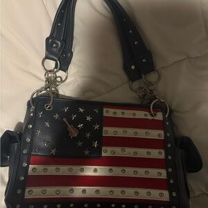 Montana West Patriotic Black and Red Shoulder Bag